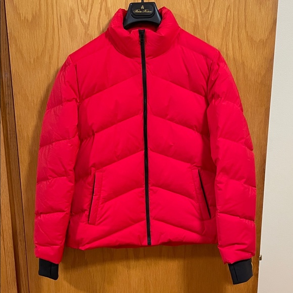 NWT Theory Women’s Carmine Red Stand Puffer Jacket Size Small (Brand New) - Picture 2 of 12